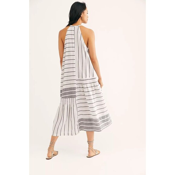 Free people Free-est Wowza Midi Dress Mixed Striped Printed Cotton S New 283606 - Picture 3 of 8